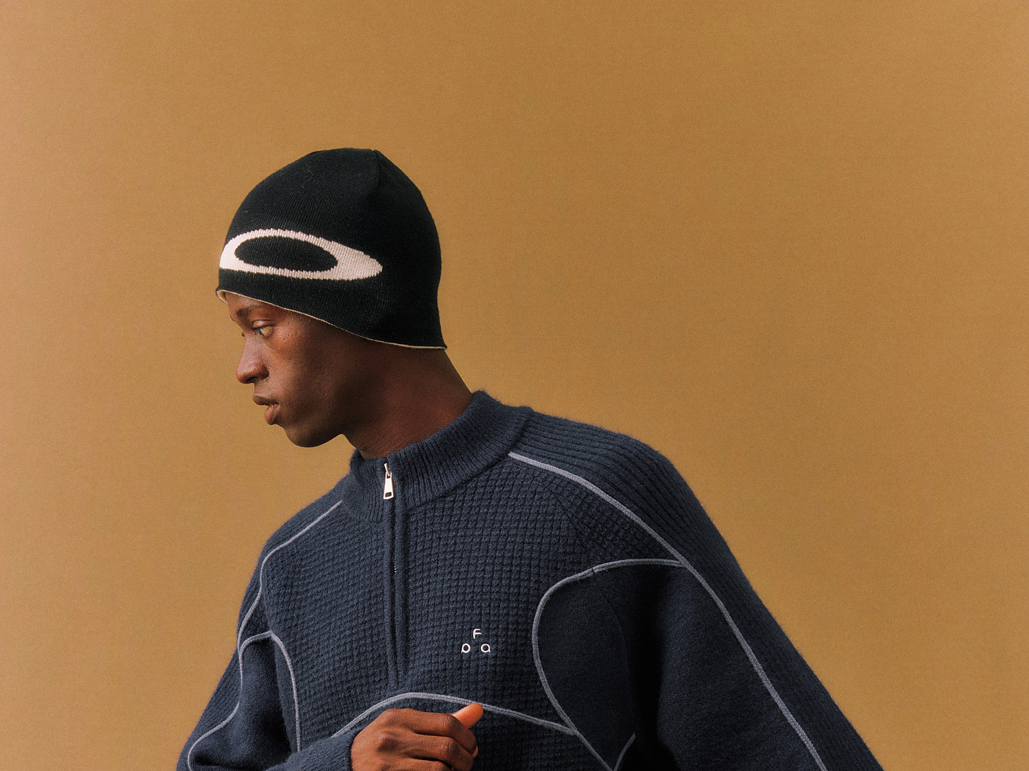 FPA Half-Zip Color-Block Jacquard Sweater
