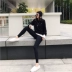 Tingting căng thể dục thể thao hoang dã xà cạp phụ nữ cưỡi quần bên ngoài mặc quần đen bó chặt năm quần - Quần tây thường quần tây nữ lưng cao Quần tây thường