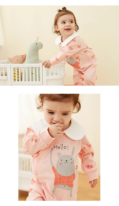 Wilberu baby harem cotton cotton jumpsuit cho bé mùa xuân và mùa thu áo dài tay phù hợp với nam và nữ hoodie - Áo liền quần