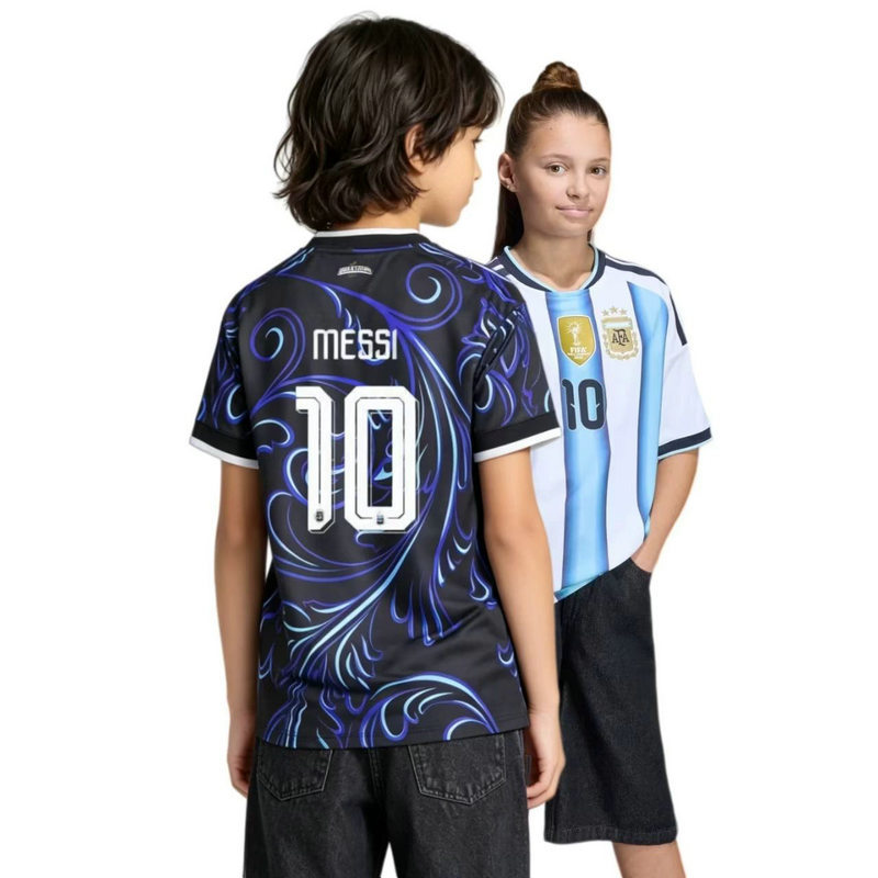 Argentina Children's Jersey Home and Away National Team Short-Sleeved Football Uniform No. 10 Messi Zon Di Maria Argentina Children's Jersey Home and Away National Team Short-Sleeved Football Uniform No. 10 Messi Zon Di Maria