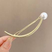 Smile Pearl Hair Clip Temperament Frog button Clips Summer 2022 Online Red New Rear Brain Spoon Hairpin