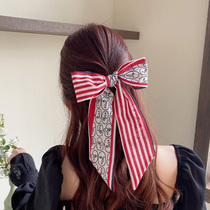 Butterfly knot silk scarf hair with women tied hair style small floating with head rope silk with mesh red hair rope summer 2022 new