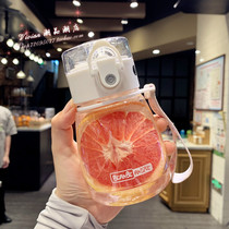 Hong Kong Creativity Small Girl Hearts Plastic Cups Elementary School Students Anti-Leakage Portable Straws Cups of Feng Shui Cups