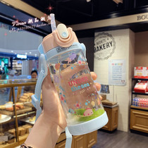 Hong Kong Childrens Water Cup Summer Cute Elementary School Childrens Sloping Cross Outdoor Portable Straw Cup Tritan Plastic Cup
