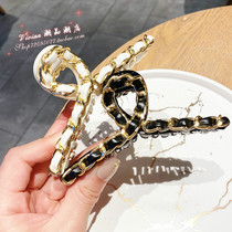 Hong Kong Hair Accessories Woman 2021 Summer Metal Chain Shark Clip Leather Grip Chuck Hair Hairpin Hairpin Hairpin Hairpin Clip