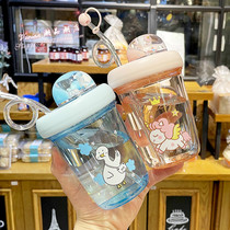Hong Kong Student Cup Children Cute Summer Anti-Fall Straw Cup High Face Value Home Childrens Water Cup High Temperature Resistant