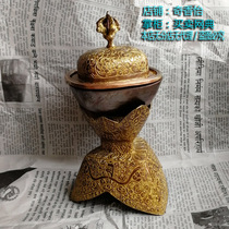 Large towbar bowl about 20cm high Nepal copper carved gold Toba pure copper bowl for protection