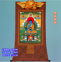 4 sizes optional pharmacist Buddha Thangka super-clear Gold Cloth printed Buddha painting statue pharmacist Liuli light Buddha