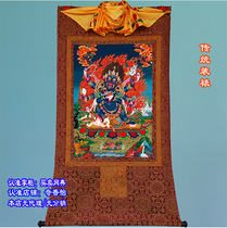 Black six-armed Mahagara Thangka big black sky black King Kong super clear gold line six-armed black Mahagara portrait