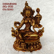 Green female small Buddha statue about 6cm can carry Nepal pure copper gilt gold view free Holy saving mother can carry