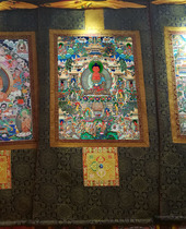 Amitabha Buddha Sanctum Thangka Mineral pigment color spray cloth core Thangka and Music World Height about 140cm