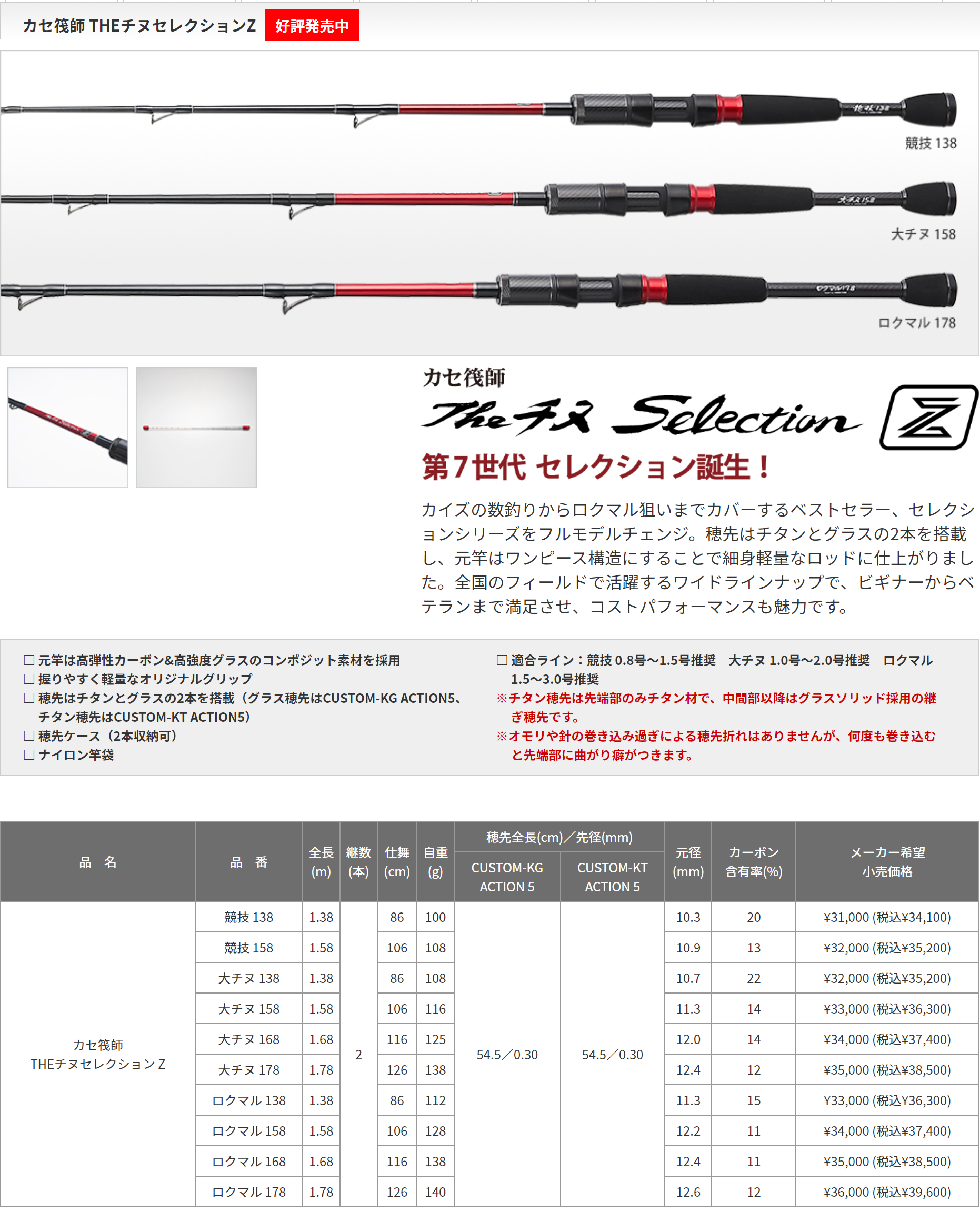 黑鯛工房カセ筏師THEチヌSelection Z競技138 大チヌ158筏釣竿-淘寶