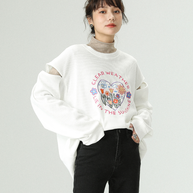 Leisure BF Wind 2021 Autumn New thin dress female embroidery round collar cover long sleeves