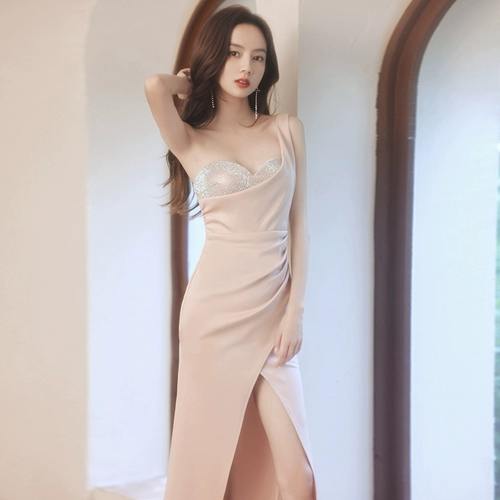 Вечернее платье, сексуальная элитная модная сумка на одно плечо, коллекция 2023, премиум класс, крой «рыбий хвост», яркий броский стиль