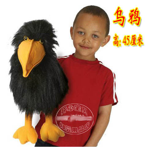 Large number of crow's hands Puppet's mouth can move and will make a scream-bellied hand puppet-props bird teaching aids