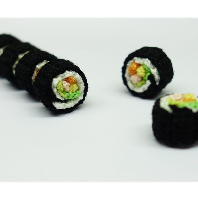 Mini Sushi Roll Crochet Doll Diagram Crochet Doll Tutorial Wool DIY No Video Non-finished Product