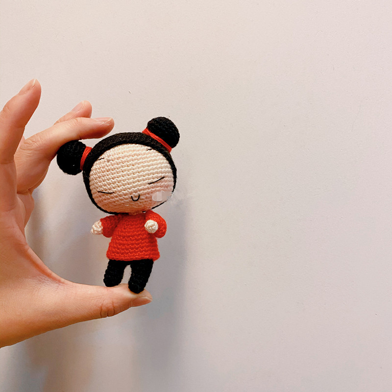 Chinese Doll Fried Sauce Noodle Chinese Crochet Doll Figure Decontrol Knitting Pendant Tutorial-Taobao