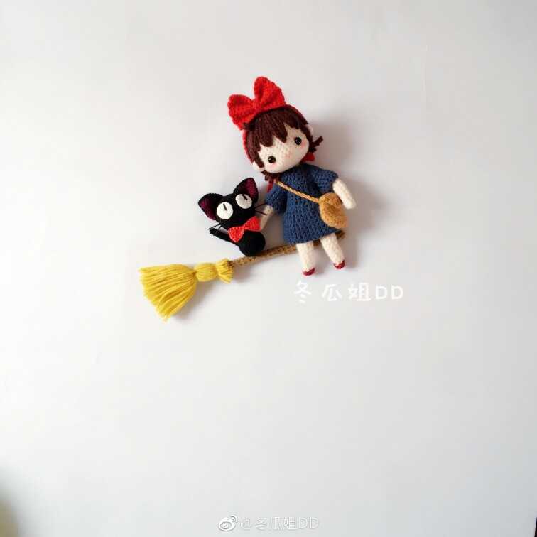 Hayao Miyazaki Anime Kiki's Delivery Service Witch Kiki Electronic Illustration Crochet Doll DIY Illustration