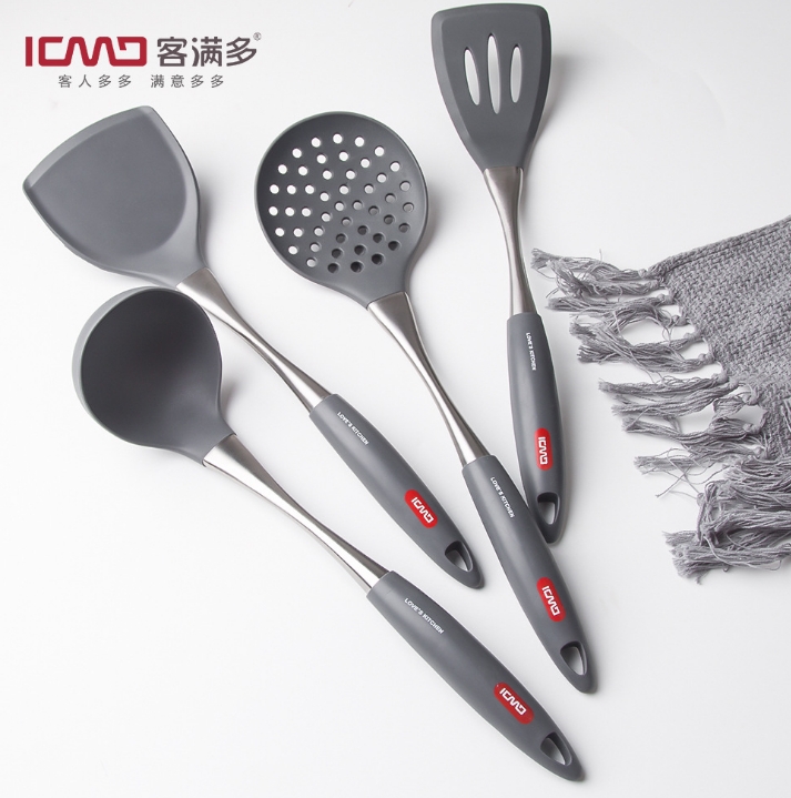 Guest full of household kitchen Silicone Rice Spoon Rice Spoon Fried Vegetable Shovel High Temperature Resistant Food Grade Spoon Turd four pieces not stained with suit-Taobao