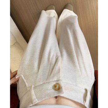 Off-White Suit Pants for Women, Autumn 2025 New Style, Petite, Slimming, Fleece-Lined, Casual, Relaxed, Sporty, Wide-Leg Pants