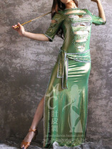 AC Belly Leather Dance Professional Import Advanced to do Egyptian Baladi Shaabi gowns Three sets of 749 turquoises