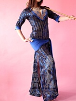 AC Belly Leather Dance Professional Import Advanced to do Egyptian Baladi Shaabi gown Three sets of 600 blue