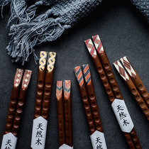 Japanese chopsticks one person one color household pointed solid wood Indonesian iron wood high-end household packaging creative nail chopsticks