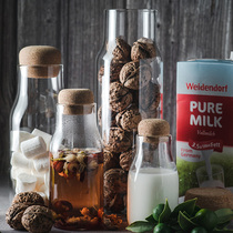 Kitchen storage bottle small grain glass bottle sealed jar with lid grain storage jar creative cork transparent