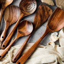 Thailand teak wooden spatula non-stick spatula special spatula household log kitchen set three-piece high temperature resistant wood
