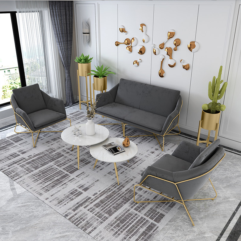 Nordic office sofa meeting guests reception coffee table combination set ins clothing store hair salon waiting area sofa