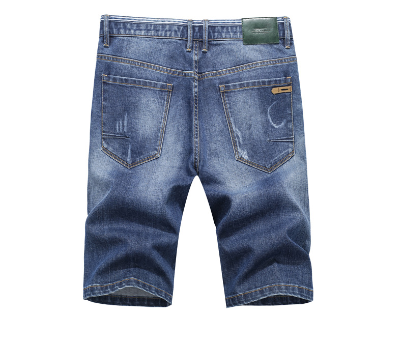 Nhảy múa với những con sói, quần short denim, nam năm quần, 2018 mùa hè người đàn ông mới của quần jean thẳng, thanh niên quần mỏng