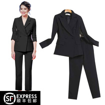 2022 New Black White Fashion Career Suit Women Pants Two Sets South Korea Sashimi Slim Double-Row Buttoned Small Suit