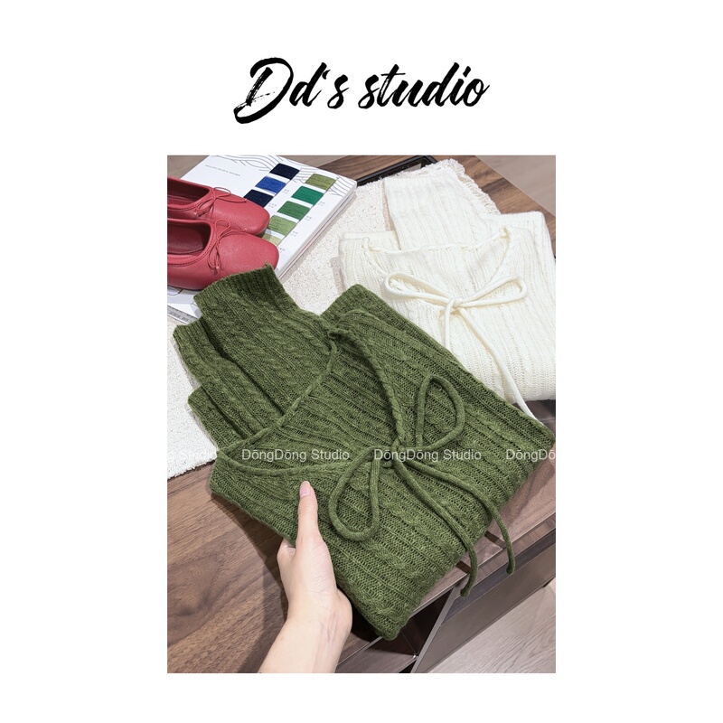 Hot-Selling Item…/Orange Blossom/V-Neck Pullover Drawstring Knit Sweater [Length 56cm, Bust 100cm] 86281