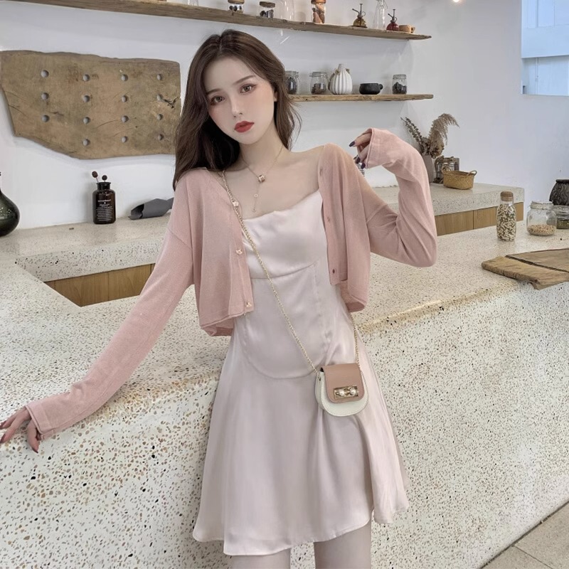 Tweed Style Knitted Cardigan Jacket, Ice Silk Sun Protection Clothing, Women's Thin Blouse, Short Shawl, Paired with Skirt, Summer Wear Tweed Style Knitted Cardigan Jacket, Ice Silk Sun Protection Clothing, Women's Thin Blouse, Short Shawl, Paired with Skirt, Summer Wear