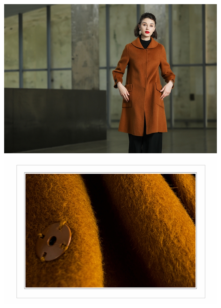 Thương hiệu nữ 2019 mùa thu và mùa đông mới len cổ áo len dài búp bê hai mặt áo khoác cashmere - Trung bình và dài Coat áo khoác phao nữ