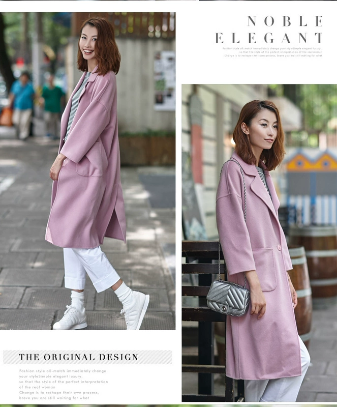 Thương hiệu nữ 2019 mùa thu và mùa đông phong cách mới len len dài phần rộng hai mặt áo khoác không cashmere - Áo khoác dài