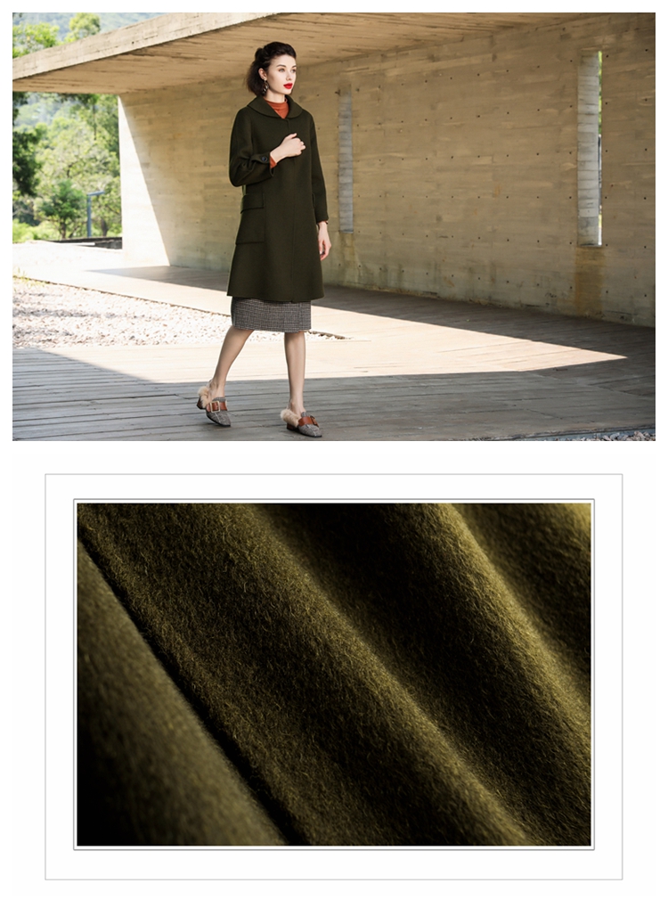 Thương hiệu nữ 2019 mùa thu và mùa đông mới len cổ áo len dài búp bê hai mặt áo khoác cashmere - Trung bình và dài Coat áo khoác phao nữ