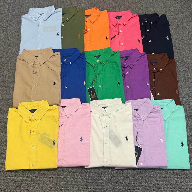 2026 Summer New Style Classic Embroidered Unisex Candy-Colored Linen Shirt, Thin Summer Slim-Fit Top