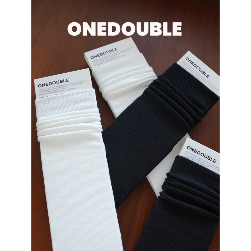 Basic Style! Heelless Solid Color Black and White Slouch Socks, Mid-Calf Socks, Tight Autumn Socks, Unisex