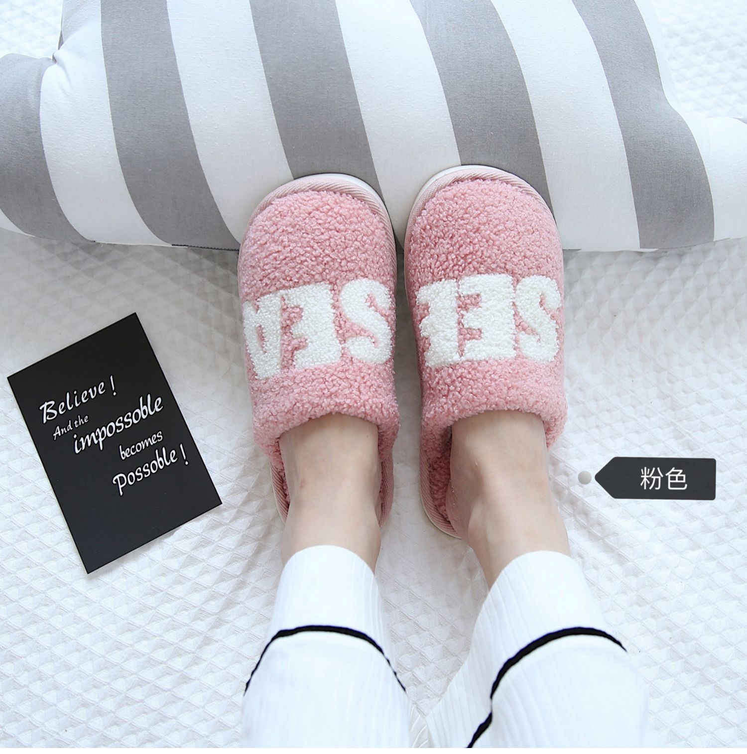 Phiên bản tiếng Hàn của dép đi trong nhà nữ trong nhà mùa thu và mùa đông đôi nhà sàn gỗ chống trượt mềm mại - Trang chủ dép đi trong khách sạn