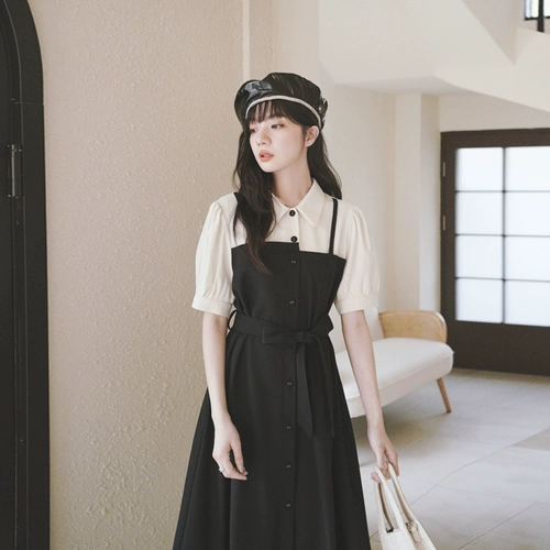 Осенний комплект, дизайнерский лонгслив, приталенный корсет, рубашка, длинная юбка, тренд сезона, французский стиль