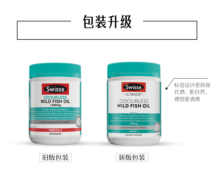 Swisse 无腥味深海鱼油软胶囊 1000mg*400粒 图1