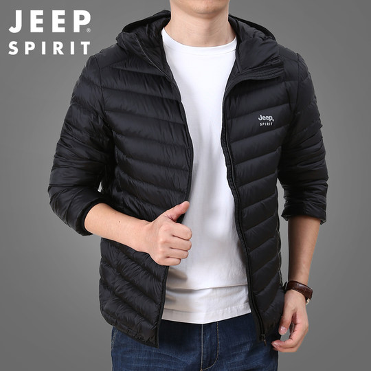 JEEP SPIRIT Lightweight Down Jacket Men's 2025 Winter Duck Down Warm Casual Hooded Jacket Men's Style