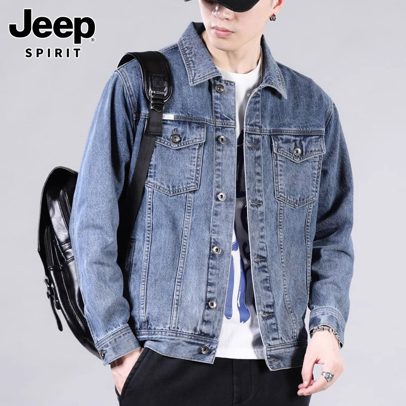 Jeep Spirit Jacket Men's Spring Trendy Versatile Workwear Jacket Loose Casual Denim Jacket Men's Clothing