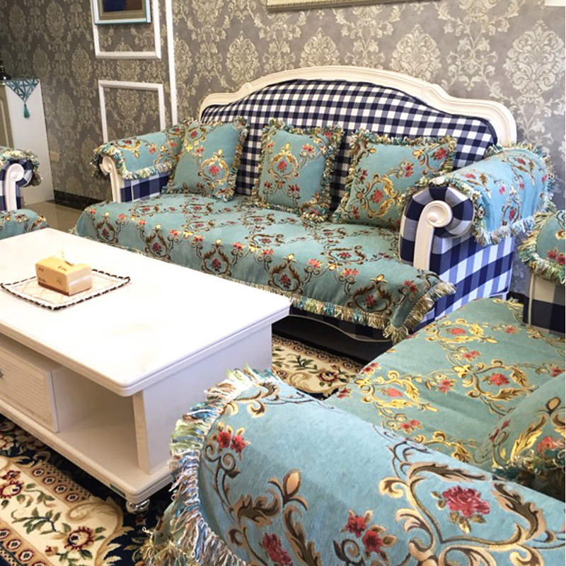 European-style sofa cushion custom-made four seasons universal fabric non-slip L-shaped U-shaped 123 combination chaise seat cushion cover all-inclusive