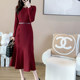 French light luxury and high-end fishtail dress 2023 new high-end A-line long skirt that covers the flesh, looks slimming, and reduces age.