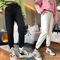 Maternity pants Spring trousers winter thickened flannel cotton pants Autumn and winter fashion trend mom sweatpants spring and autumn