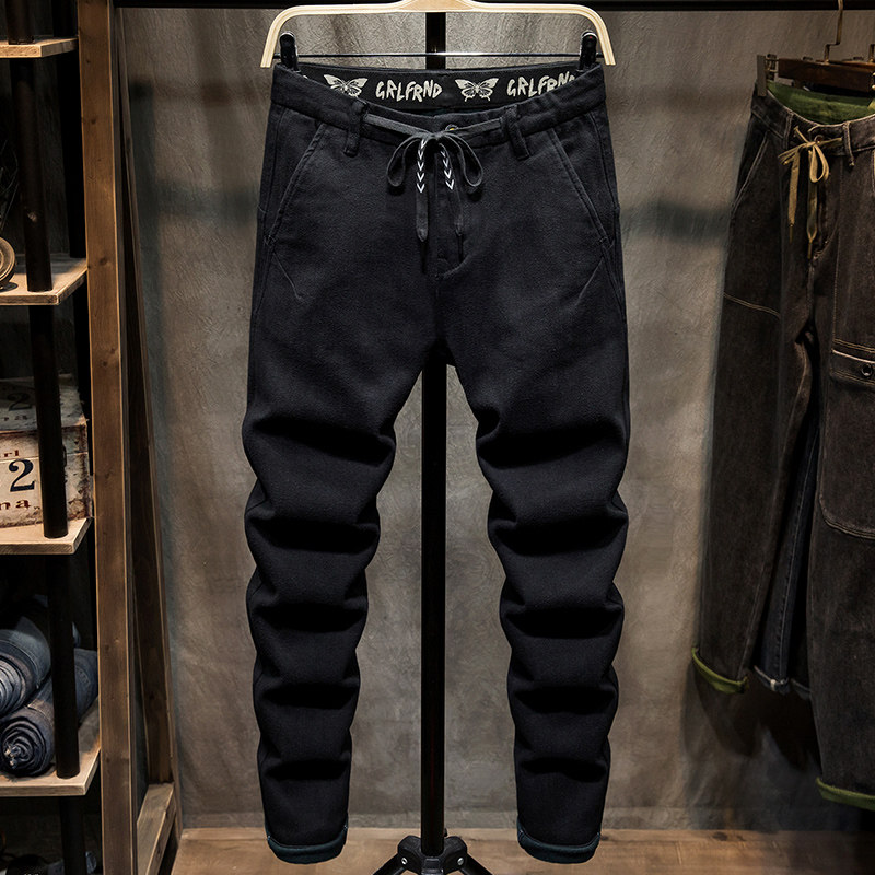 Winter Thick style jeans Men's boomers Smoke Tubes pants Men's Korean version trendy autumn and winter style 100 hitch men long pants
