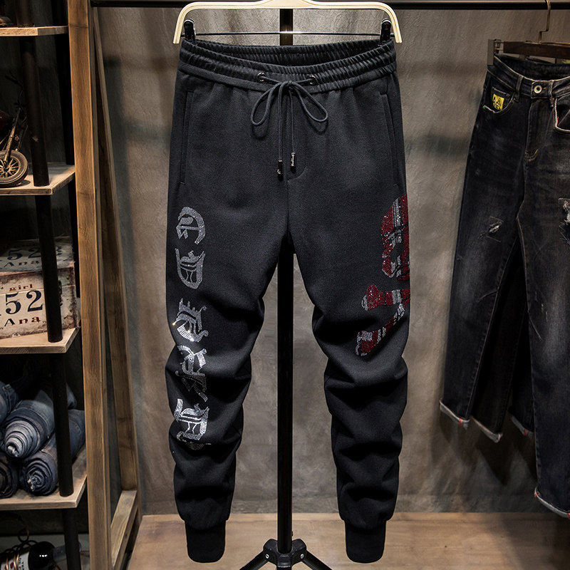 Autumn Winter Style Tide Card Casual Pants Male loose Little footed Harlan pants Men's Korean version trendy bunches Sports pants net red long pants