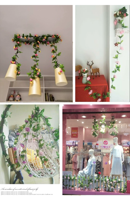 Mô phỏng hoa hồng mây hoa giả mây nhựa hoa lụa điều hòa không khí ống trang trí hoa treo tường - Hoa nhân tạo / Cây / Trái cây tường cây giả